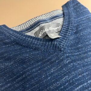 Eddie Bauer Men’s Sweater Blue V-Neck layering cotton everyday wear Long Sleeve